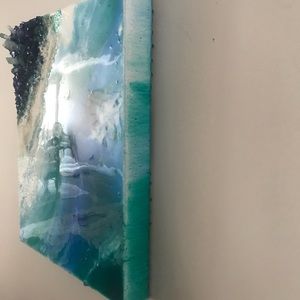 Ocean resin wall art with crystals and gems
